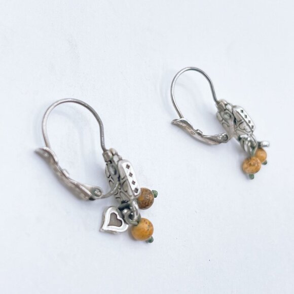 Jasper Beaded Earrings With Heart Charm & "Listen To Your Heart" Pendant - Picture 2 of 5
